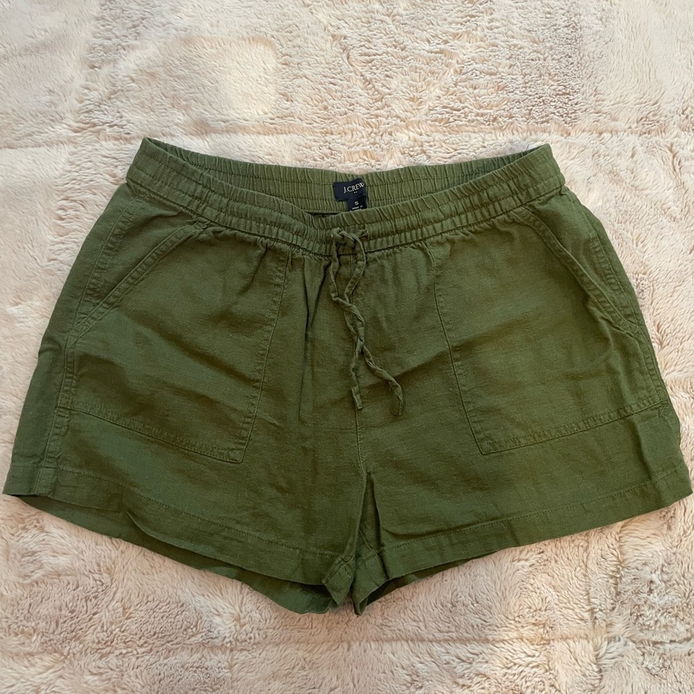 J. Crew Green Linen Type Shorts